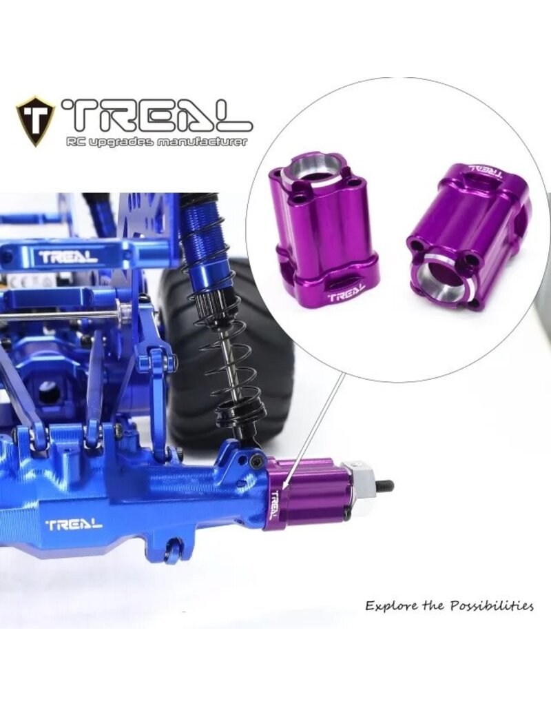 TREAL TRLX0042ZW4ZJ LOSI MINI LMT ALUMINUM REAR HUB AXLE MOUNTS (PURPLE) (2) (0 DEGREE)