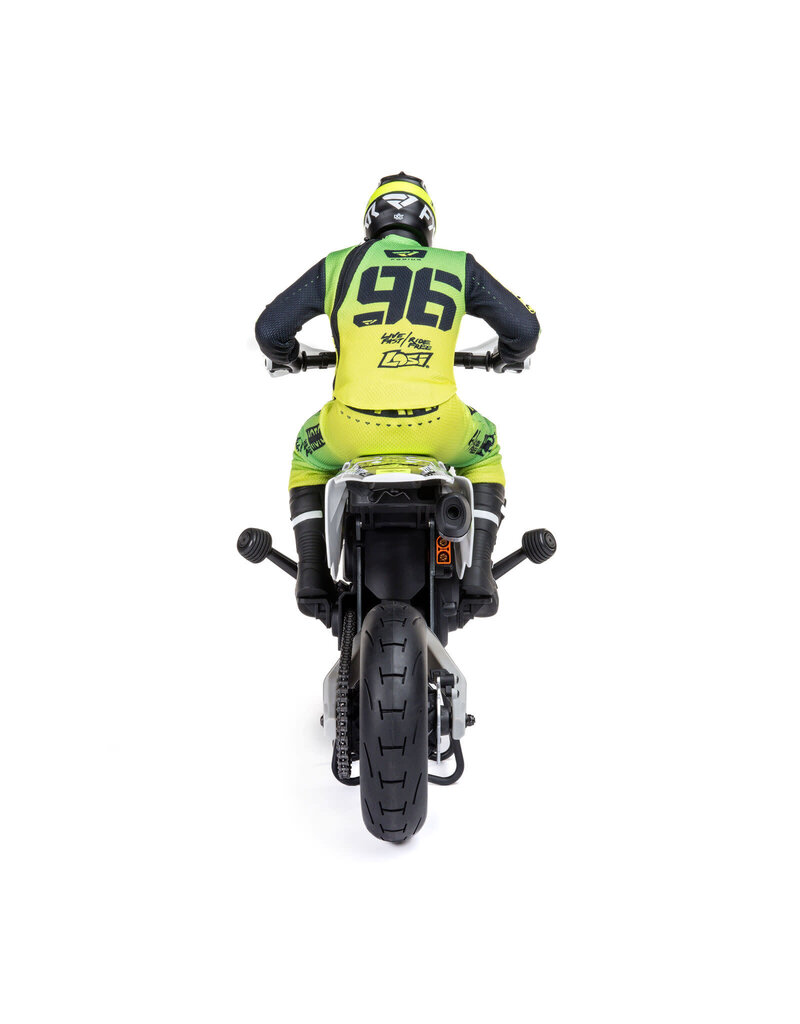 LOSI LOS-2310 PROMOTO-SM 1/4 SUPER MOTO MOTORCYCLE, FXR, WHITE: RTR WITH BATTERY AND CHARGER