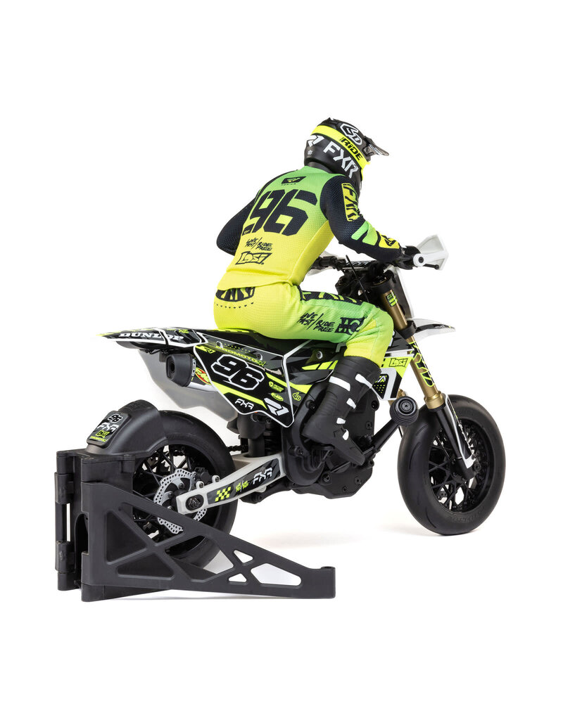 LOSI LOS-2310 PROMOTO-SM 1/4 SUPER MOTO MOTORCYCLE, FXR, WHITE: RTR WITH BATTERY AND CHARGER