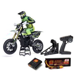 LOSI LOS-2310 PROMOTO-SM 1/4 SUPER MOTO MOTORCYCLE, FXR, WHITE: RTR WITH BATTERY AND CHARGER
