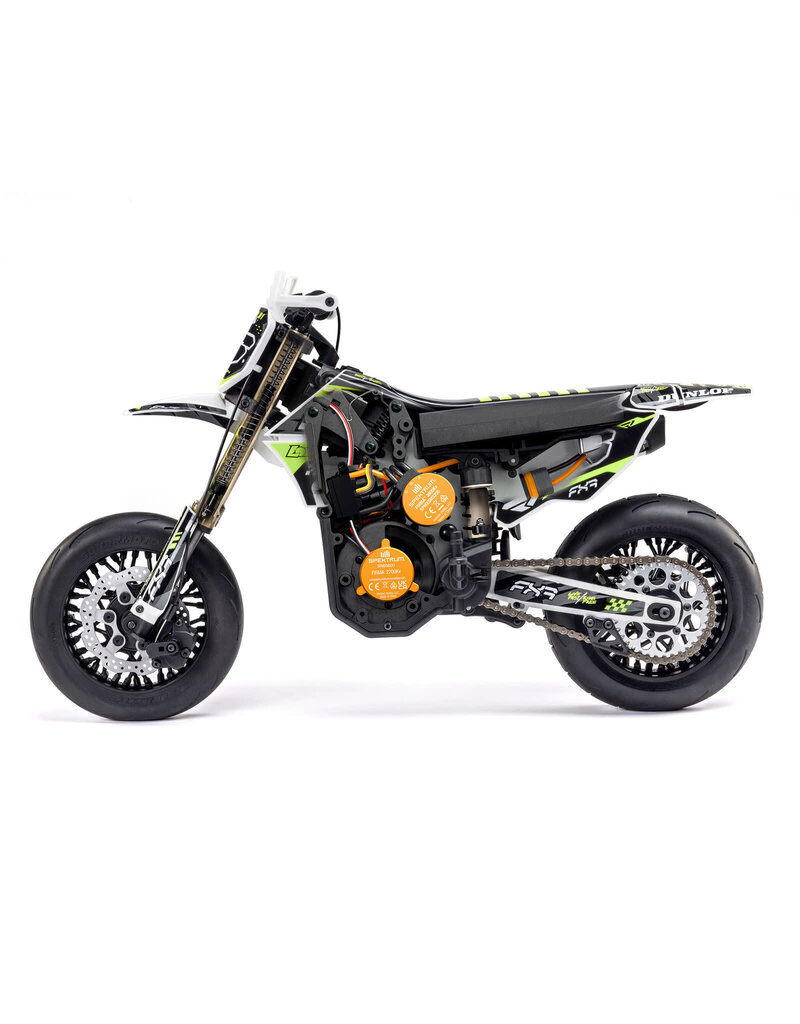 LOSI LOS-2310 PROMOTO-SM 1/4 SUPER MOTO MOTORCYCLE, FXR, WHITE: RTR WITH BATTERY AND CHARGER