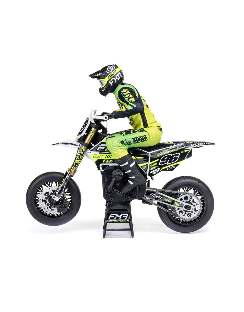 LOSI LOS-2310 PROMOTO-SM 1/4 SUPER MOTO MOTORCYCLE, FXR, WHITE: RTR WITH BATTERY AND CHARGER