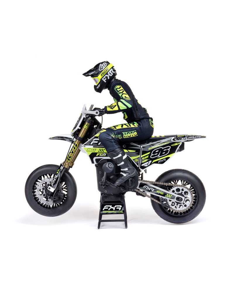 LOSI LOS-2272 PROMOTO-SM 1/4 SUPER MOTO MOTORCYCLE, FXR, WHITE: RTR