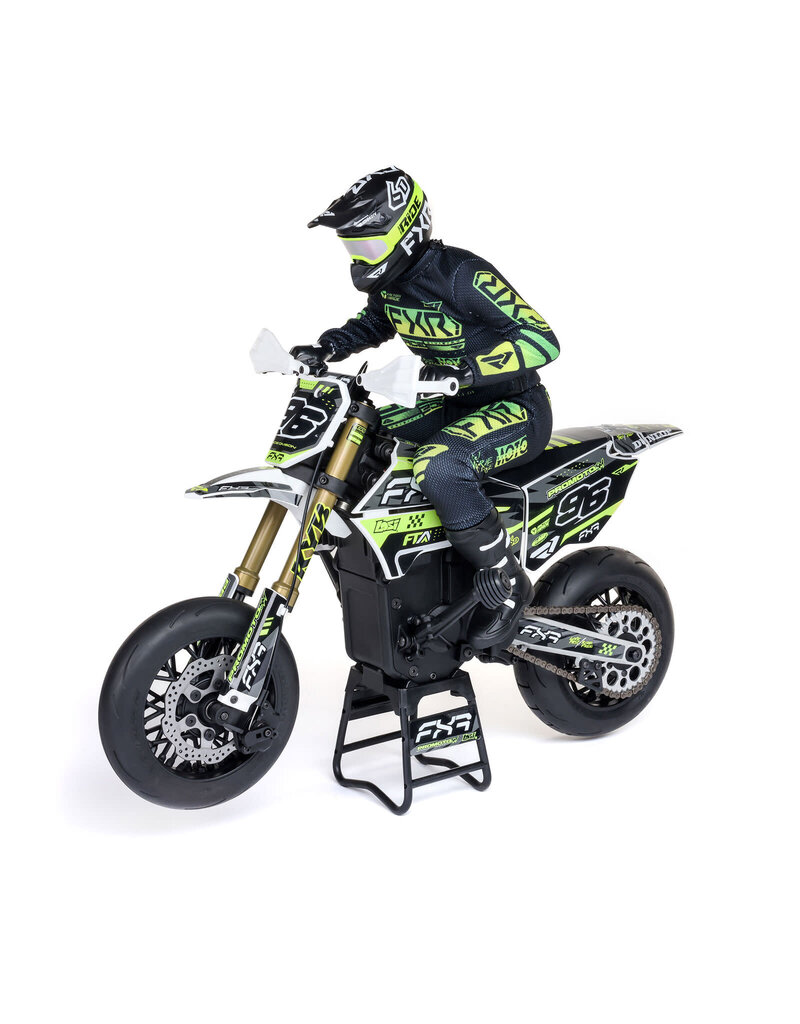 LOSI LOS-2272 PROMOTO-SM 1/4 SUPER MOTO MOTORCYCLE, FXR, WHITE: RTR