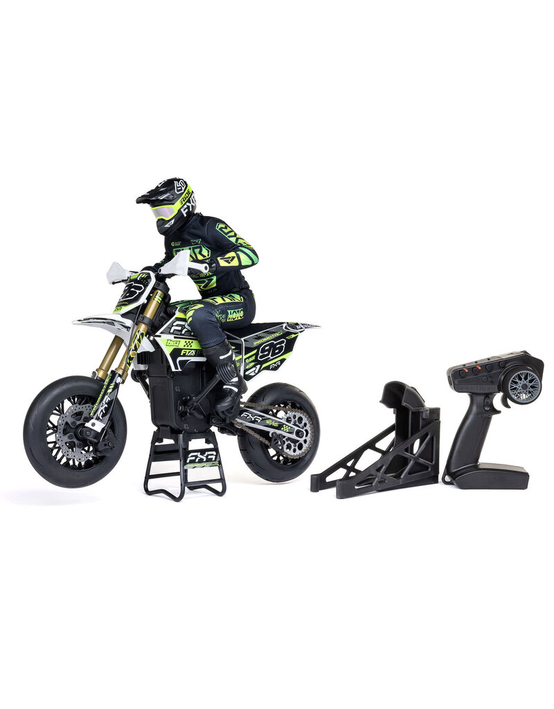 LOSI LOS-2272 PROMOTO-SM 1/4 SUPER MOTO MOTORCYCLE, FXR, WHITE: RTR