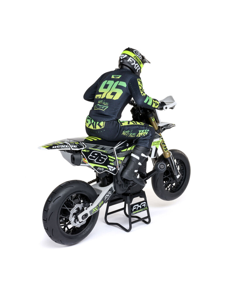 LOSI LOS-2272 PROMOTO-SM 1/4 SUPER MOTO MOTORCYCLE, FXR, WHITE: RTR