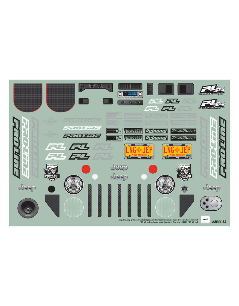 PROLINE RACING PRO364400 2004 JEEP LJ CLEAR BODY WITH TRAIL CAGE AND SCALE MOLDED ACCESSORIES 12.3 WHEELBASE