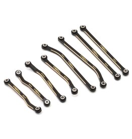 TREAL TRLX004779FXV HIGH CLEARANCE BRASS UPPER & LOWER CHASSIS LINK SET FOR TRAXXAS® TRX-4M® (BLACK) (8) (55G)