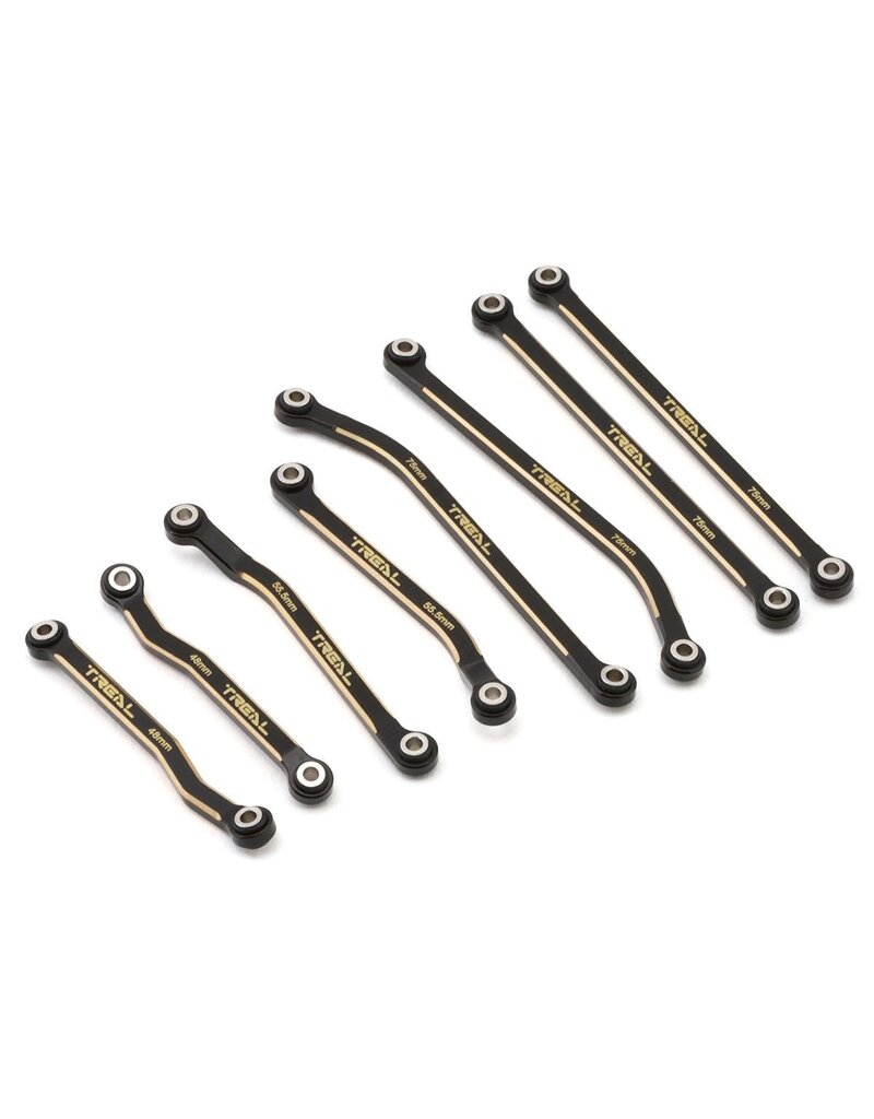 TREAL TRLX004779FXV HIGH CLEARANCE BRASS UPPER & LOWER CHASSIS LINK SET FOR TRAXXAS® TRX-4M® (BLACK) (8) (55G)