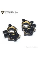 TREAL TRLX0048D6END REDCAT ASCENT-18 BRASS FRONT STEERING KNUCKLES/INNER PORTAL COVERS (BLACK) (2) (27G)