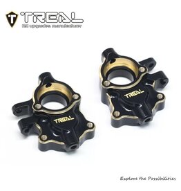 TREAL TRLX0048D6END REDCAT ASCENT-18 BRASS FRONT STEERING KNUCKLES/INNER PORTAL COVERS (BLACK) (2) (27G)
