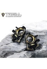 TREAL TRLX0048D6END REDCAT ASCENT-18 BRASS FRONT STEERING KNUCKLES/INNER PORTAL COVERS (BLACK) (2) (27G)