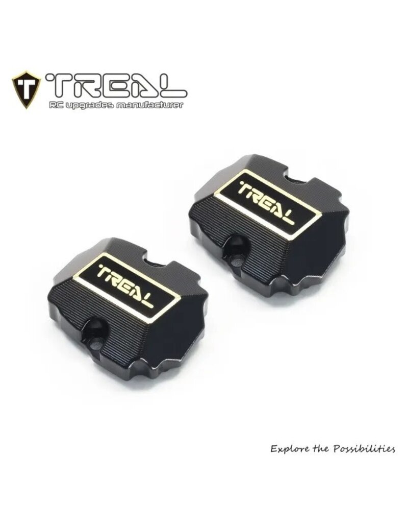 TREAL TRLX0048D6EMT REDCAT ASCENT-18 FRONT & REAR BRASS DIFFERENTIAL COVERS (BLACK) (2) (13G)