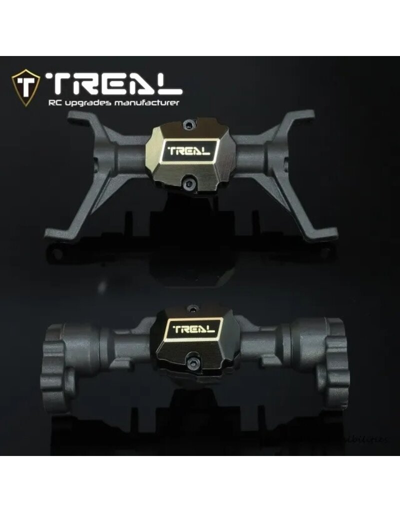 TREAL TRLX0048D6EMT REDCAT ASCENT-18 FRONT & REAR BRASS DIFFERENTIAL COVERS (BLACK) (2) (13G)