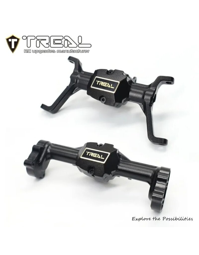 TREAL TRLX0048D6EMT REDCAT ASCENT-18 FRONT & REAR BRASS DIFFERENTIAL COVERS (BLACK) (2) (13G)