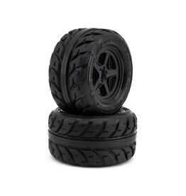 UPGRADE RC UPG-10005 LOW-PRO BELTED STREET RADIALS 2.8" PRE-MOUNTED ON-ROAD TIRES W/5-STAR WHEELS (2) (17MM/14MM/12MM HEX)