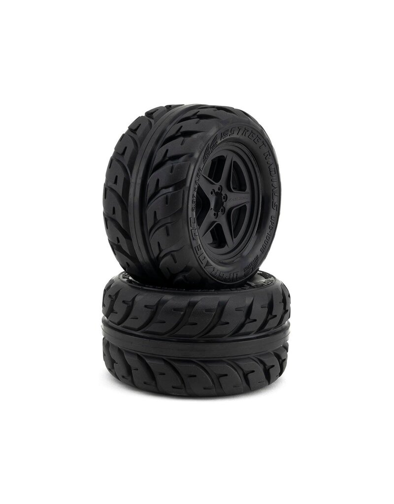 UPGRADE RC UPG-10005 LOW-PRO BELTED STREET RADIALS 2.8" PRE-MOUNTED ON-ROAD TIRES W/5-STAR WHEELS (2) (17MM/14MM/12MM HEX)
