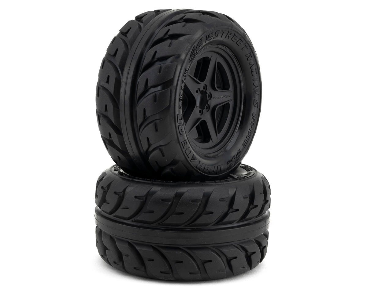 UPG-10005 LOW-PRO BELTED STREET RADIALS 2.8" PRE-MOUNTED ON-ROAD TIRES W/5-STAR WHEELS (2) (17MM/14MM/12MM HEX)