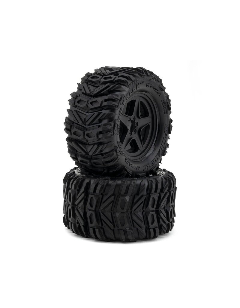 UPGRADE RC UPG-10004 LOW-PRO BELTED DIRT CLAW 2.8" PRE-MOUNTED ALL-TERRAIN TIRES W/5-STAR WHEELS (2) (17MM/14MM/12MM HEX)