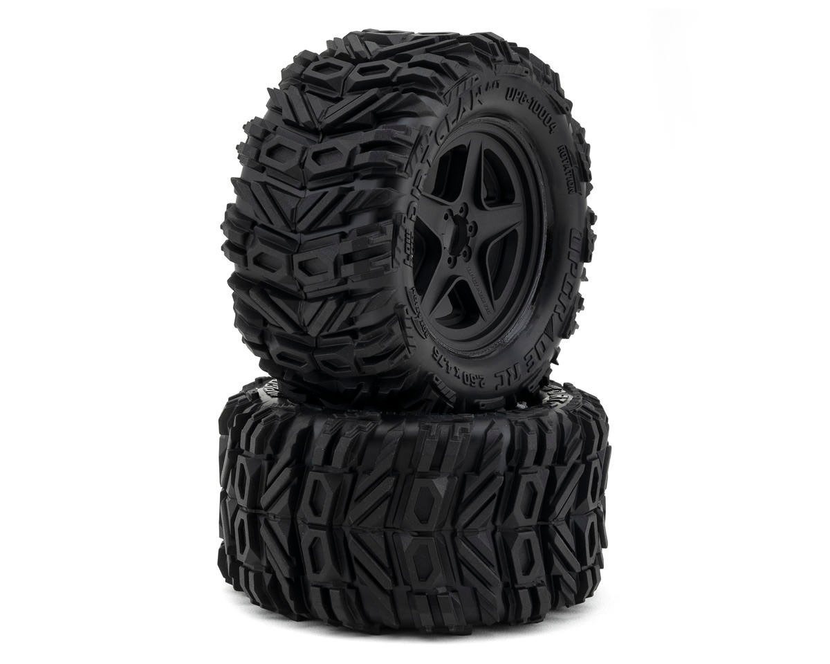 UPG-10004 LOW-PRO BELTED DIRT CLAW 2.8" PRE-MOUNTED ALL-TERRAIN TIRES W/5-STAR WHEELS (2) (17MM/14MM/12MM HEX)