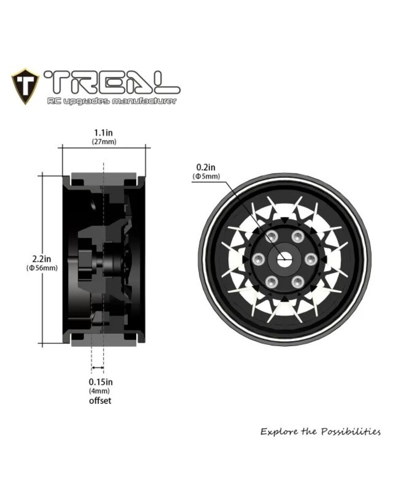 TREAL TRLX004DV9AG3   TYPE V 1.9" V-SPOKE BEADLOCK WHEELS (PINK) (4)