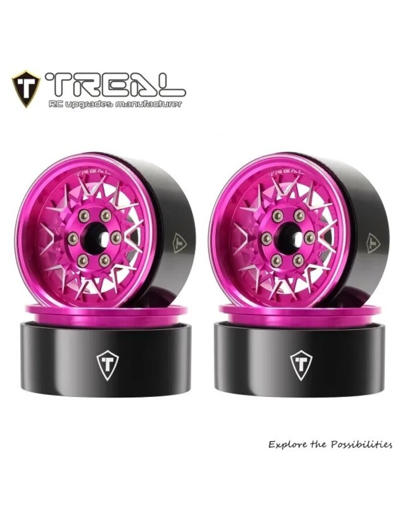 TREAL TRLX004DV9AG3   TYPE V 1.9" V-SPOKE BEADLOCK WHEELS (PINK) (4)
