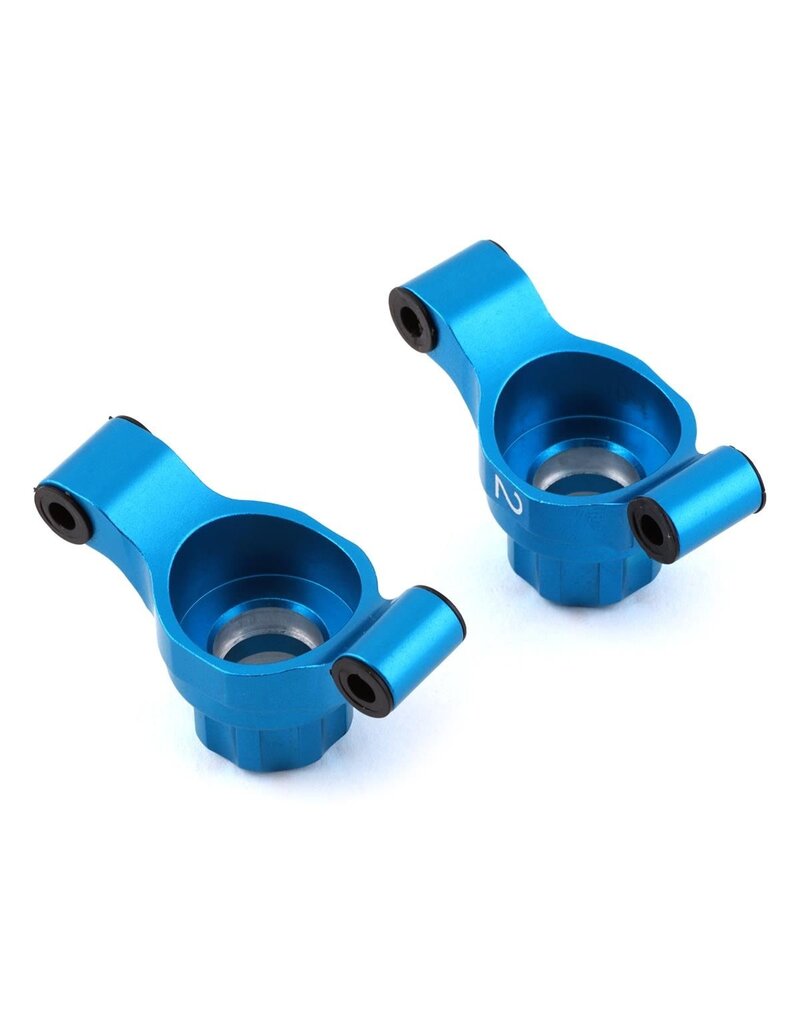YEAH RACING YEA-TT02-007-2BU TAMIYA TT-02 ALUMINUM REAR HUBS (BLUE) (2) (2° TOE-IN)