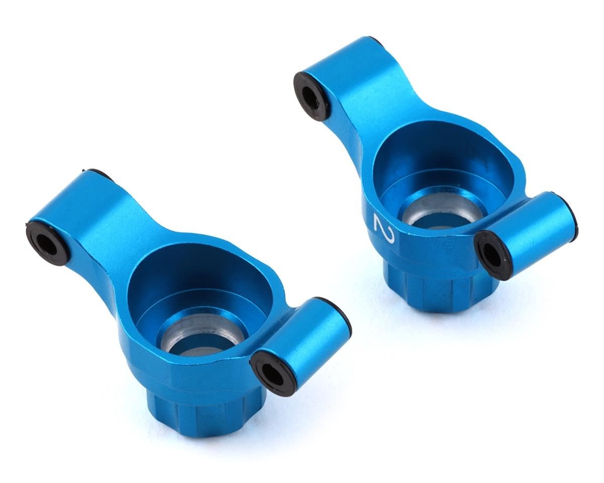 YEA-TT02-007-2BU TAMIYA TT-02 ALUMINUM REAR HUBS (BLUE) (2) (2° TOE-IN)