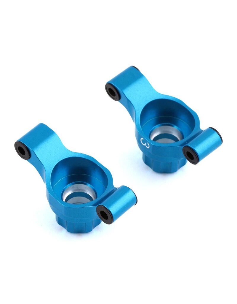 YEAH RACING YEA-TT02-007-3BU TAMIYA TT-02 ALUMINUM REAR HUBS (BLUE) (2) (3° TOE-IN)