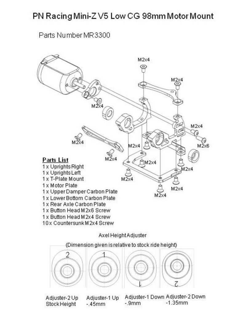 PN RACING KEN MR3300Q MINI-Z V5 MOTOR MOUNT CONVERSION KIT FOR MR3322 GIMBAL SYSTEM ORANGE