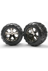 TRAXXAS TRA3668A TIRES & WHEELS, ASSEMBLED, GLUED (2.8') (ALL-STAR BLACK CHROME WHEELS, TALON TIRES, FOAM INSERTS) (ELECTRIC REAR) (2) (TSM RATED)