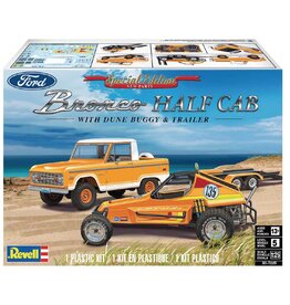 REVELL RMX857228 1/25 FORD BRONCO HALF CAB & DUNE BUGGY 2-IN-1 PLASTIC MODEL KIT W/TRAILER