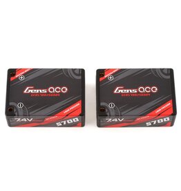 GENS ACE GEA57002S60D4 2S LIPO 7.4V 5700MAH 60C HARD CASE SADDLE PACK BATTERY: DEANS