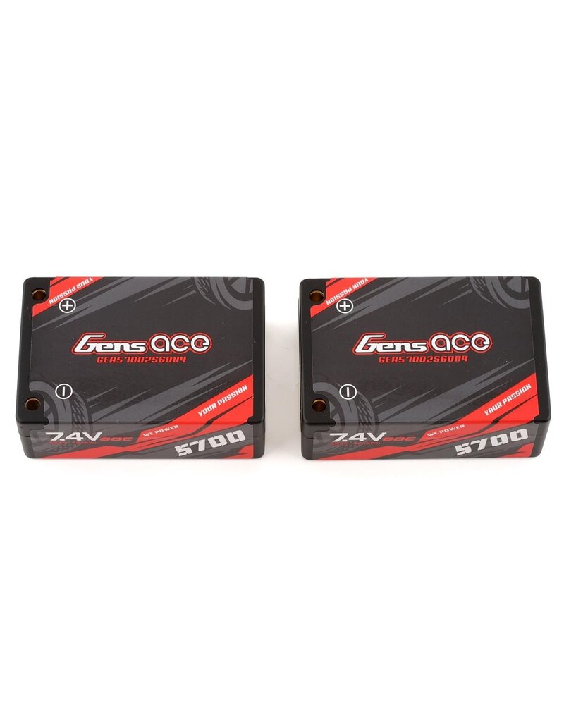 GENS ACE GEA57002S60D4 2S LIPO 7.4V 5700MAH 60C HARD CASE SADDLE PACK BATTERY: DEANS