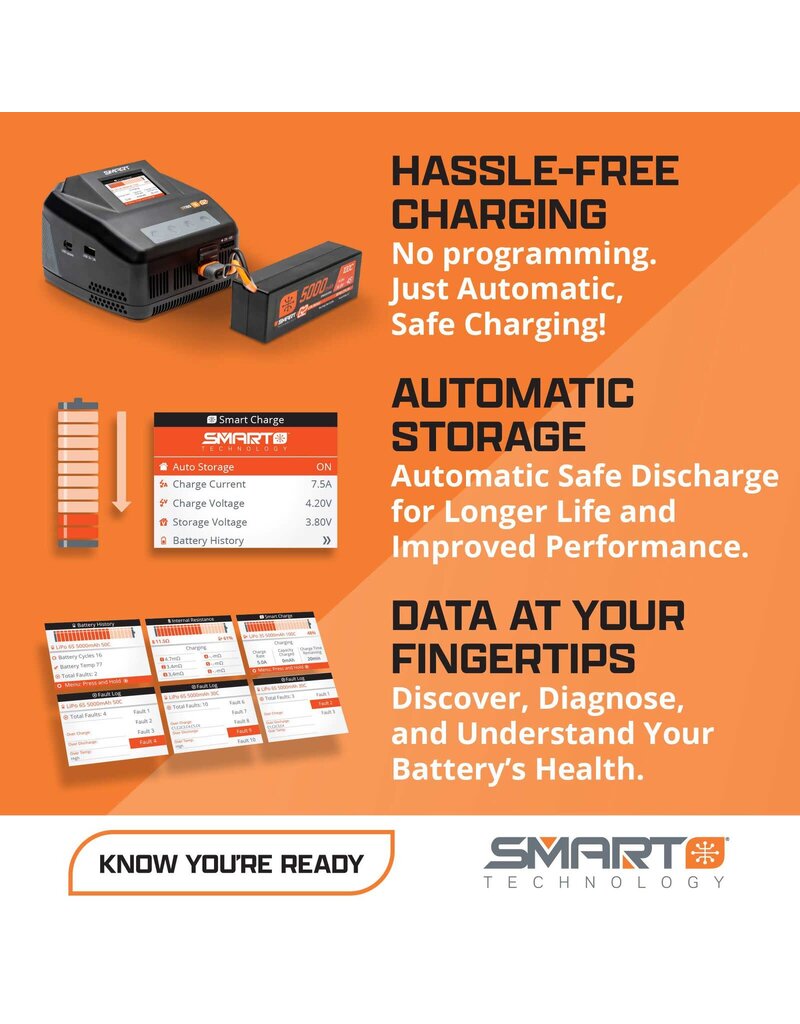 SPEKTRUM SPMX53S100H3 5000MAH 3S 11.1V SMART G2 HARD CASE LIPO 100C: IC3