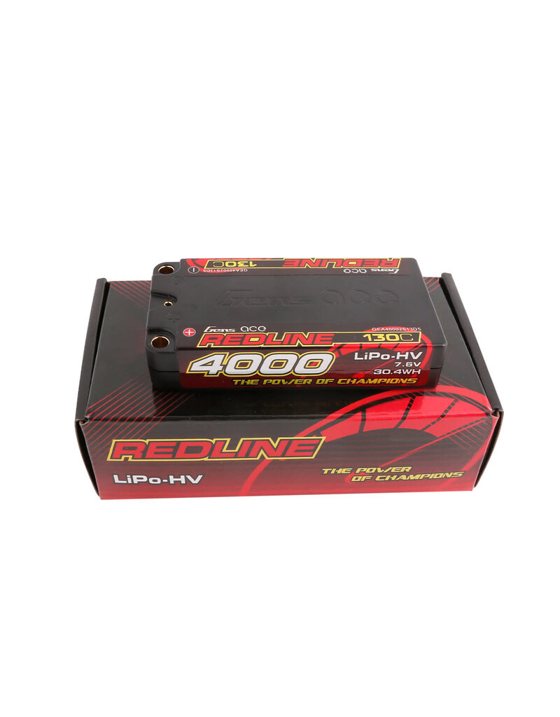 GENS ACE GEA40002S13D5 REDLINE 2S LIHV LIPO LCG BATTERY 130C (7.6V/4000MAH) W/5MM BULLETS