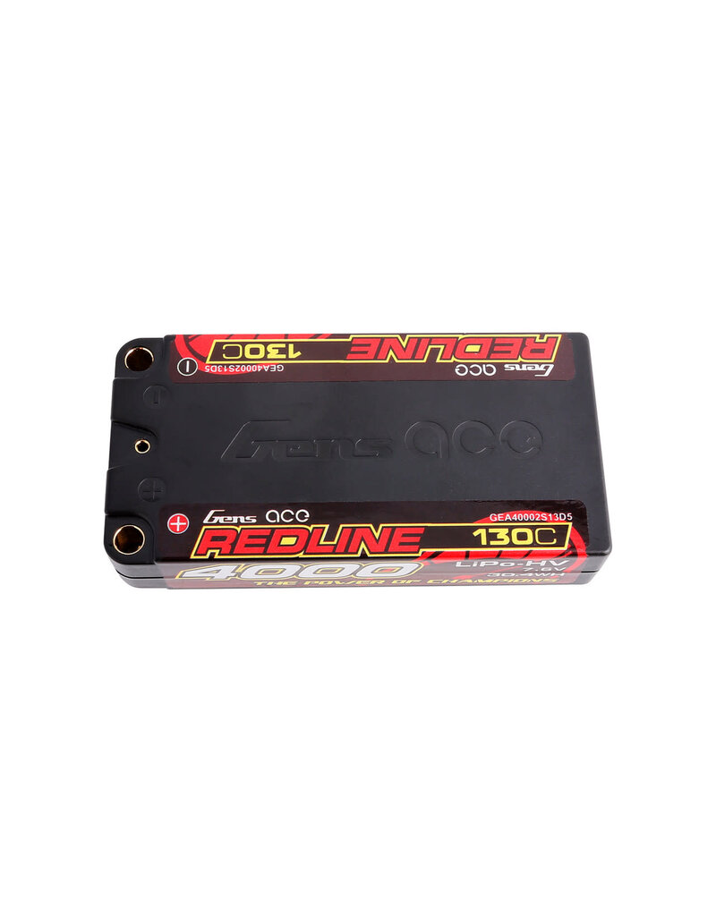 GENS ACE GEA40002S13D5 REDLINE 2S LIHV LIPO LCG BATTERY 130C (7.6V/4000MAH) W/5MM BULLETS