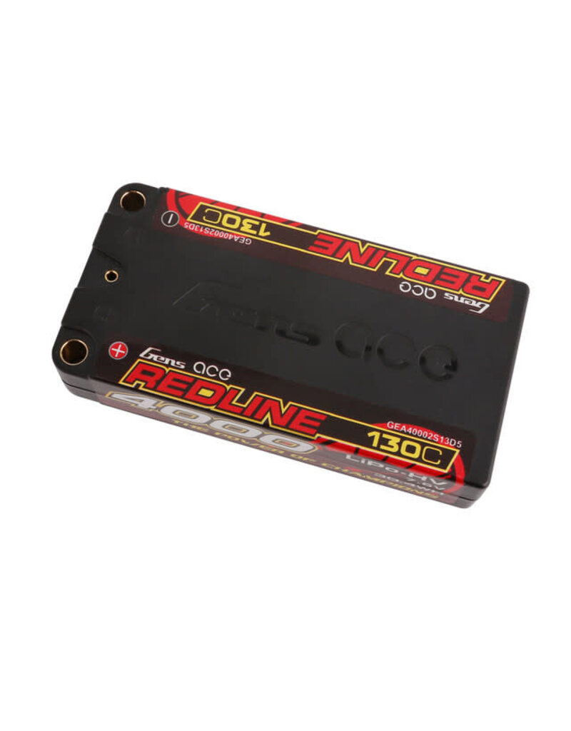 GENS ACE GEA40002S13D5 REDLINE 2S LIHV LIPO LCG BATTERY 130C (7.6V/4000MAH) W/5MM BULLETS