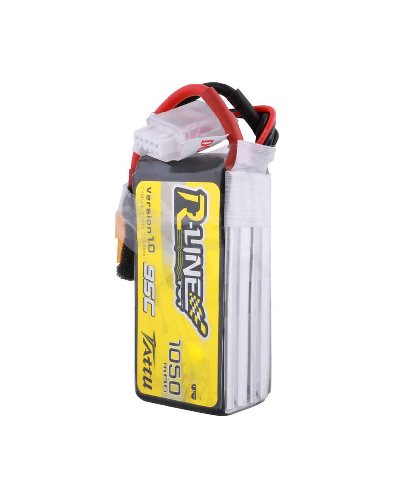 TATTU TAA10504S95X6 TATTU 1050MAH 4S 95C 14.8V R-LINE LIPO BATTERY PACK: XT60
