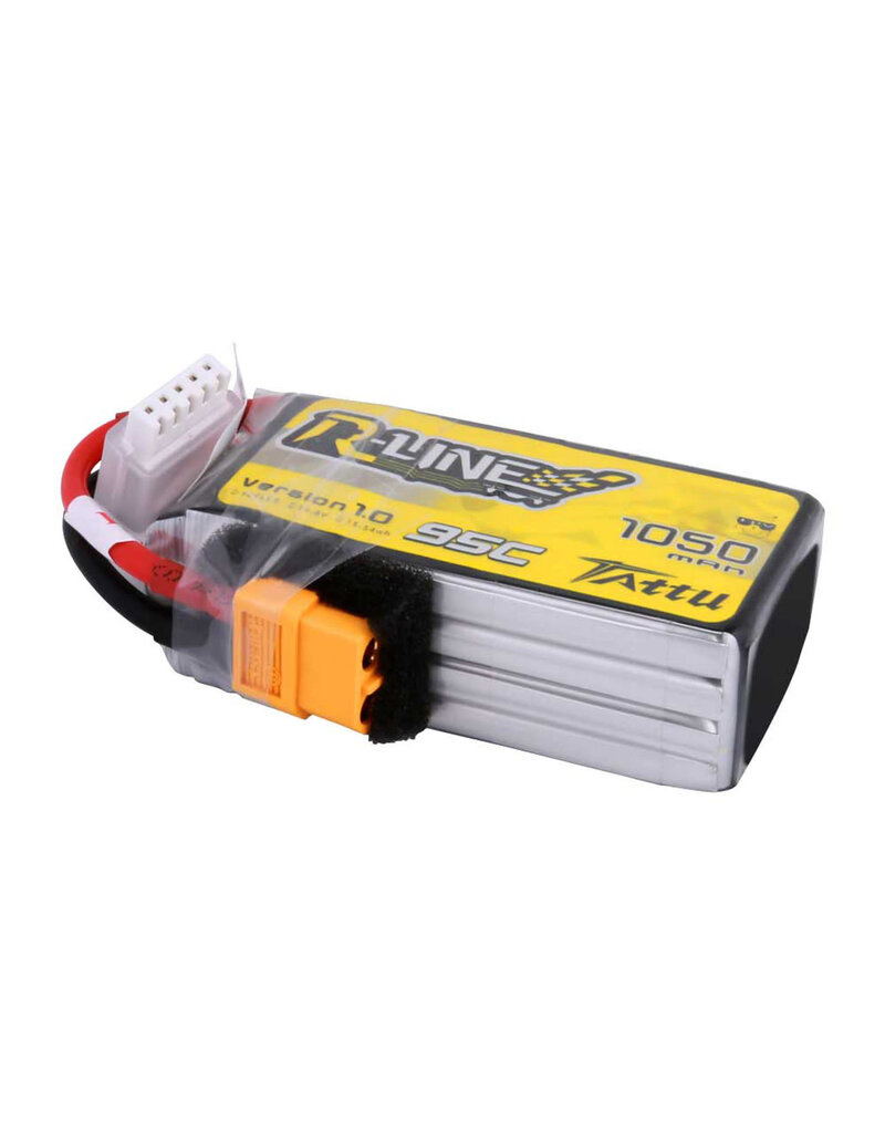 TATTU TAA10504S95X6 TATTU 1050MAH 4S 95C 14.8V R-LINE LIPO BATTERY PACK: XT60