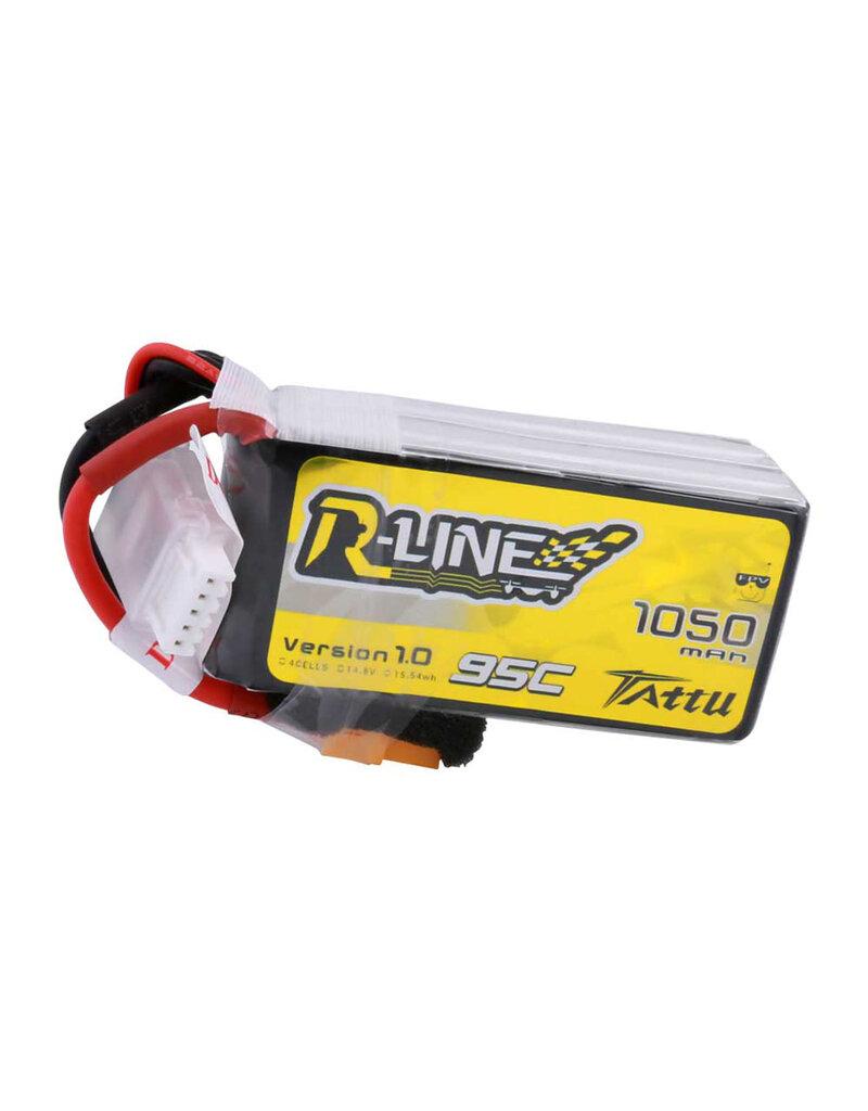 TATTU TAA10504S95X6 TATTU 1050MAH 4S 95C 14.8V R-LINE LIPO BATTERY PACK: XT60