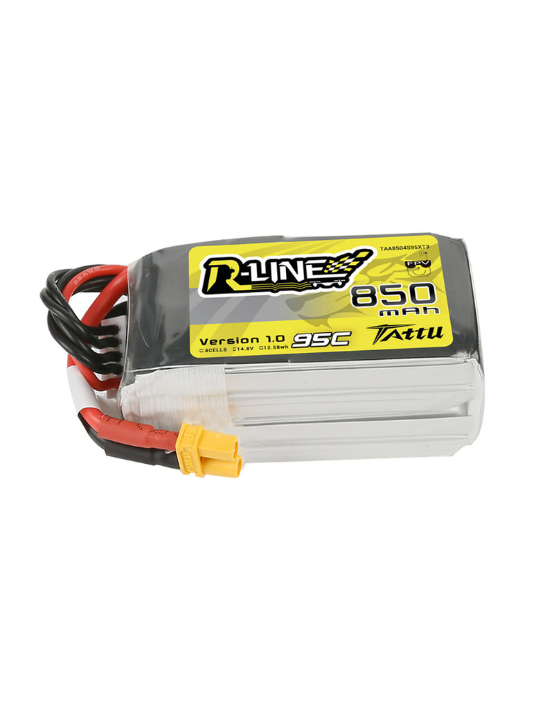 TATTU TAA8504S95XT3 TATTU 850MAH 4S 95C 14.8V R-LINE LIPO BATTERY PACK: XT30