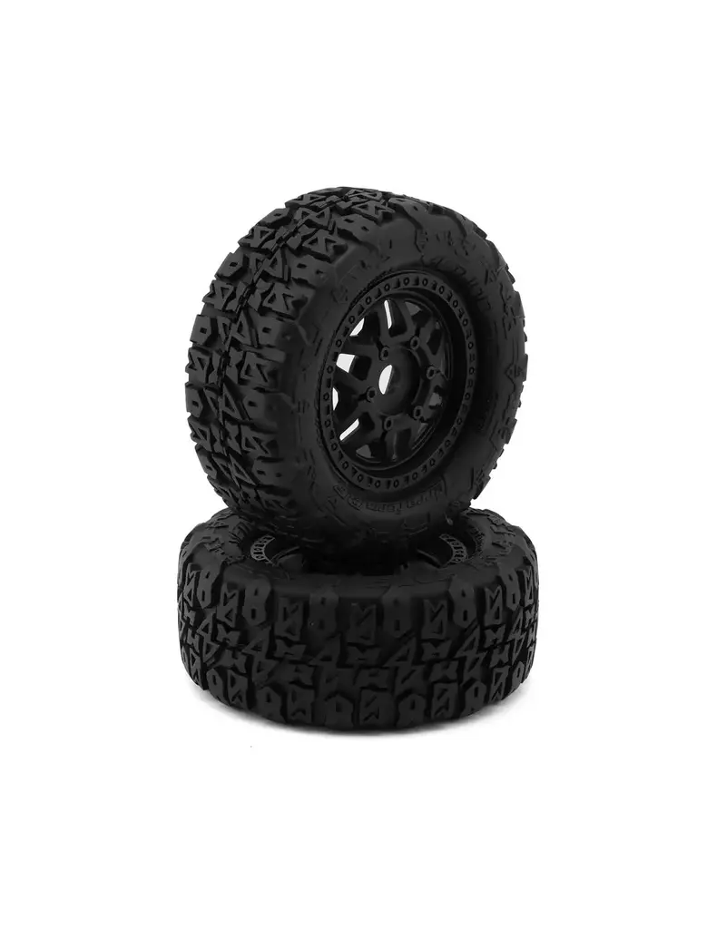 METHOD RC MTD1200V2 TERRAFORM V2 BELTED 1/7 SHORT COURSE PRE-MOUNTED TIRES W/17MM HEX & SWITCH WHEELS (BLACK) (2)