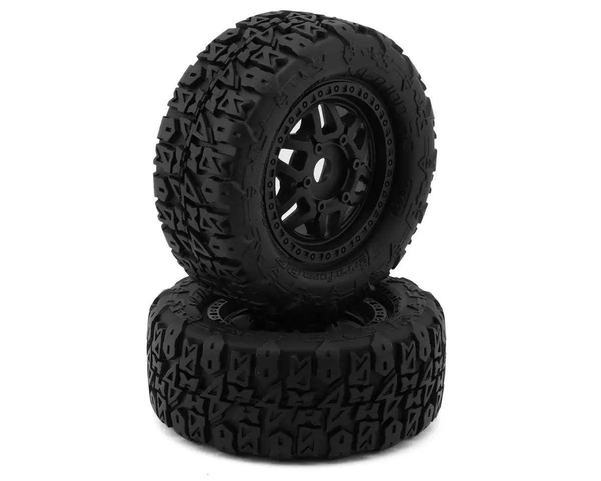 MTD1200V2 TERRAFORM V2 BELTED 1/7 SHORT COURSE PRE-MOUNTED TIRES W/17MM HEX & SWITCH WHEELS (BLACK) (2)