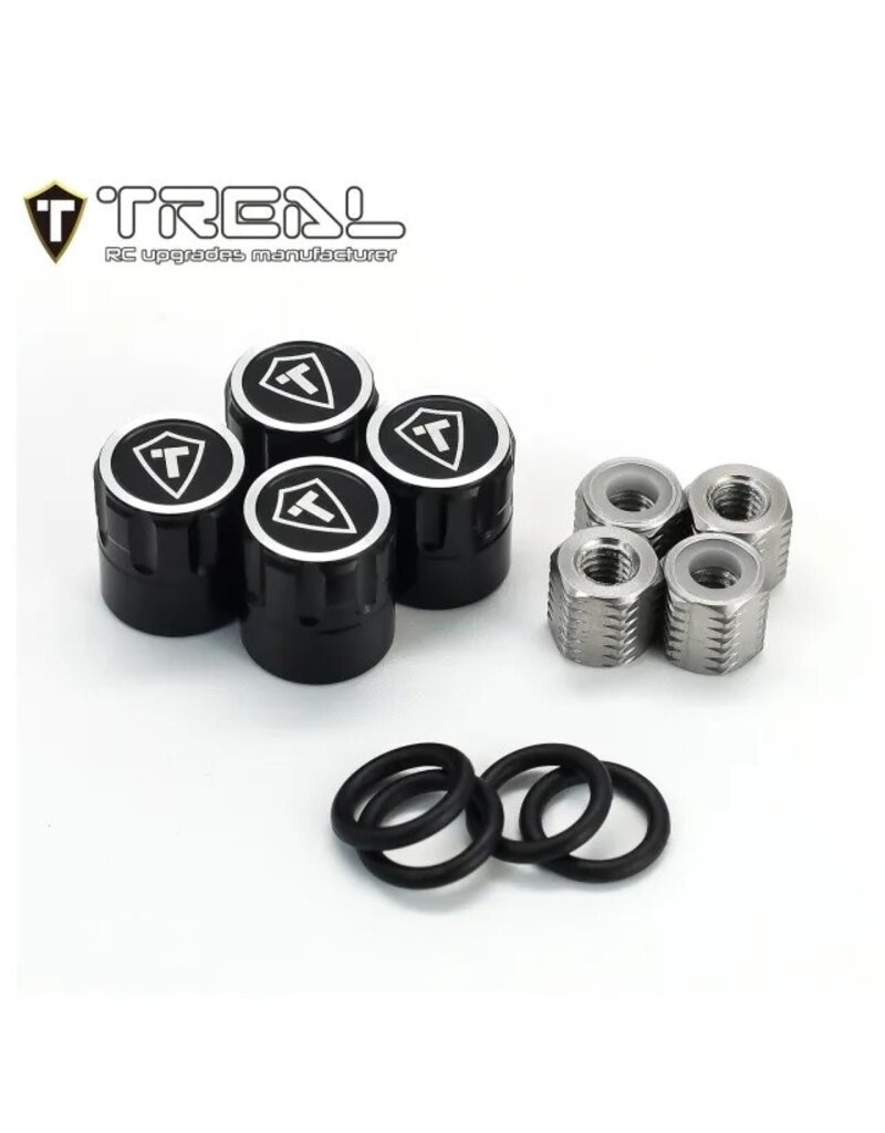 TREAL TRLX003KINOAN 1.9" SCALE 4MM WHEEL CENTER CAPS: BLACK (4)