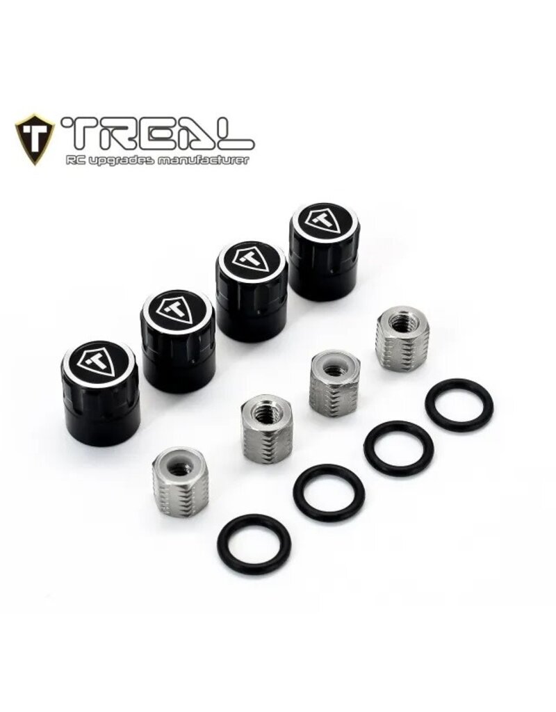 TREAL TRLX003KINOAN 1.9" SCALE 4MM WHEEL CENTER CAPS: BLACK (4)
