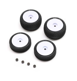 LOSI LOS-1763 MICRO-B PRE-MOUNTED TIRES: WHITE (4)
