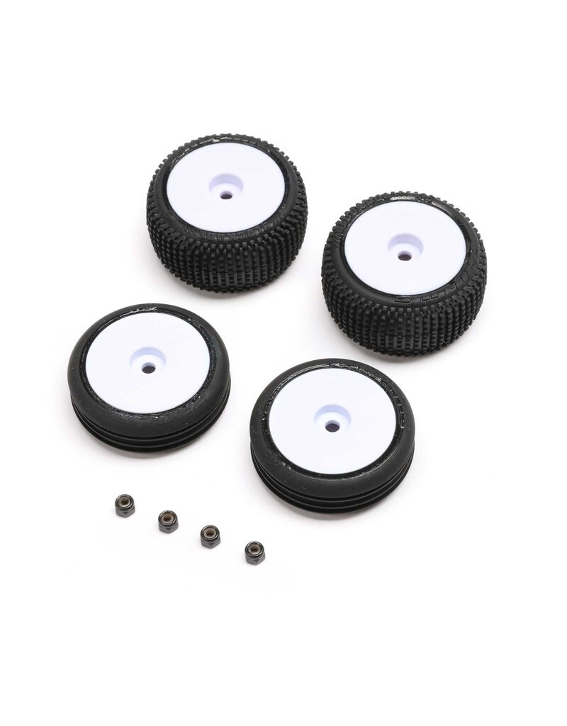 LOSI LOS-1763 MICRO-B PRE-MOUNTED TIRES: WHITE (4)