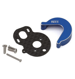 NEXX RACING NX-482-BL LOSI MICRO-B CARBON MOTOR PLATE & ALUMINIUM GEARBOX COVER SET (BLUE) (BRUSHLESS CONVERSION)