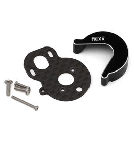NEXX RACING NX-482-B LOSI MICRO-B CARBON MOTOR PLATE & ALUMINIUM GEARBOX COVER SET (BLACK) (BRUSHLESS CONVERSION)